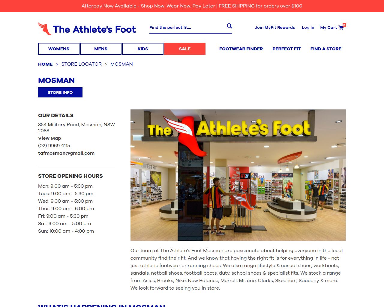 Athletes Foot Mosman Merchant Details Website The Athlete S Foot